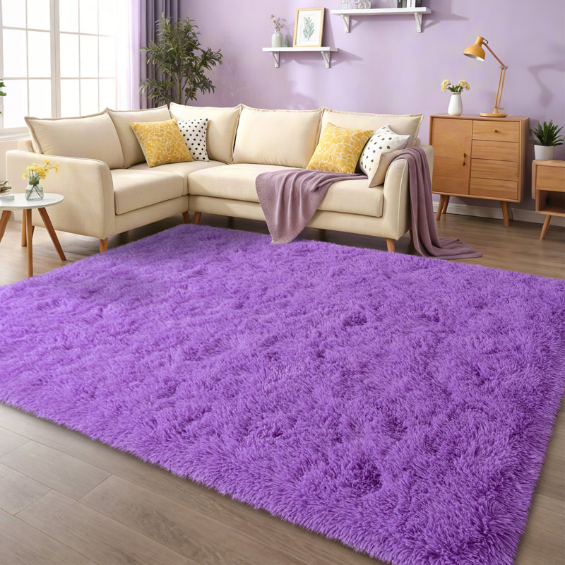4x6 ft Shag Rugs for Living Room, Purple Soft Fluffy Rug for Bedroom, Non-Slip Area Rug for Kids Home Dorm Decor Aesthetic