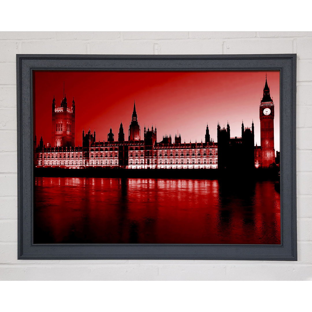 Gerahmtes Leinwandbild London Houses Of Parliament in Rot