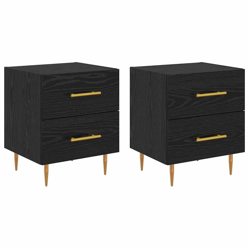 40 cm W Bedside Table, Black Oak