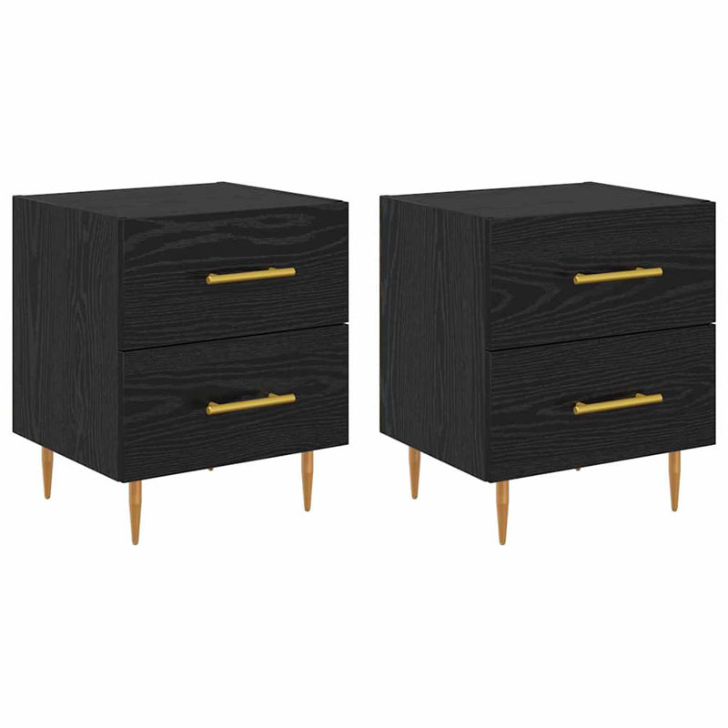 40cm W Manufactured Wood Bedside Table, Black Oak