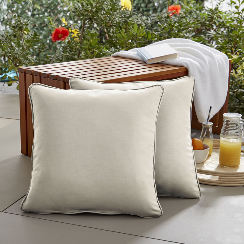 Housse de coussin d'extérieur carré Selene, Ivoire, H 24 po x l 24 po