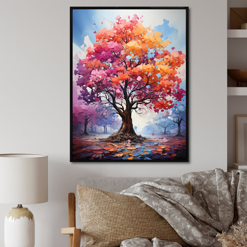" Bright Colors Maple Trees II ", Black Floater Frame, 44" H x 34" W x 1.5" D