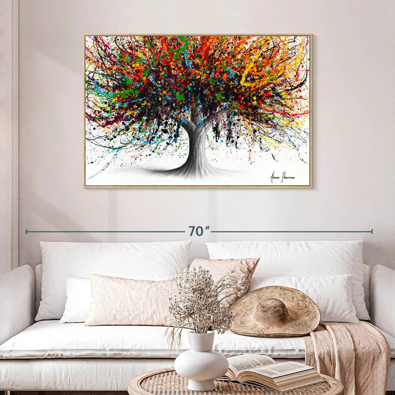 Arbre Festival, Cadre flottant en bois naturel, 46 po x 31 po
