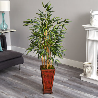 54'' Faux Bamboo Tree in Wood Planter