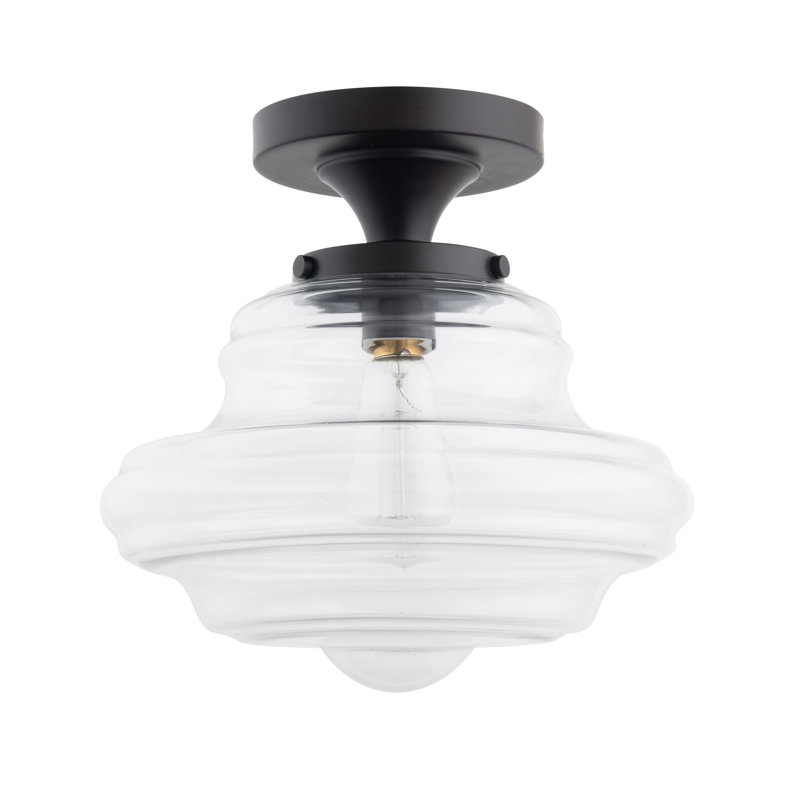 Hazelip Farmhouse Glass Semi Flush Mount Ceiling Light, Dark Brown