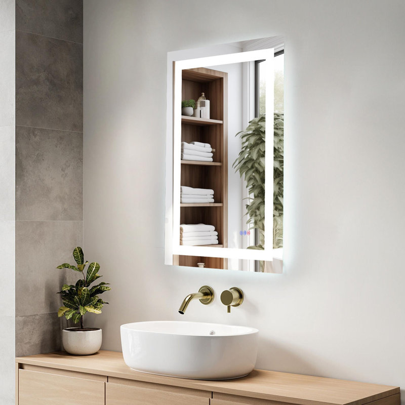 Miroir DEL Riven, couleur réglable 3000K / 4200K / 6400K, 24 po x 30 po, Rectangulaire