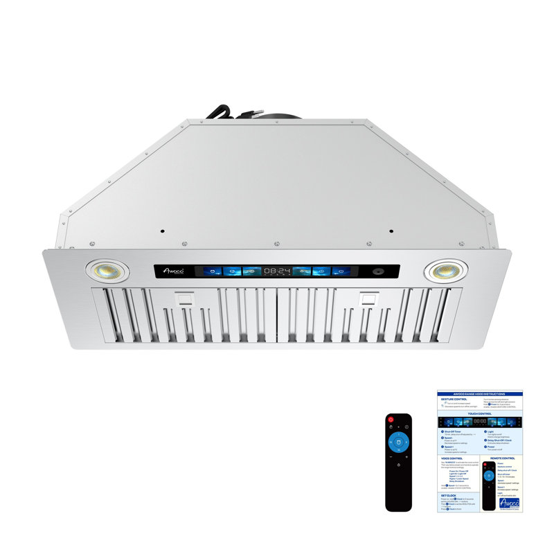 Hotte intégrée à conduit 36 po Awoco en acier inoxydable avec contrôle de la voix / du geste / tactile AWC-RH-BQ-V36