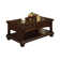 Cawthon 2-Drawer Coffee Table, Cherry Color, Wood, glass tabletop with wood edge, rectangular