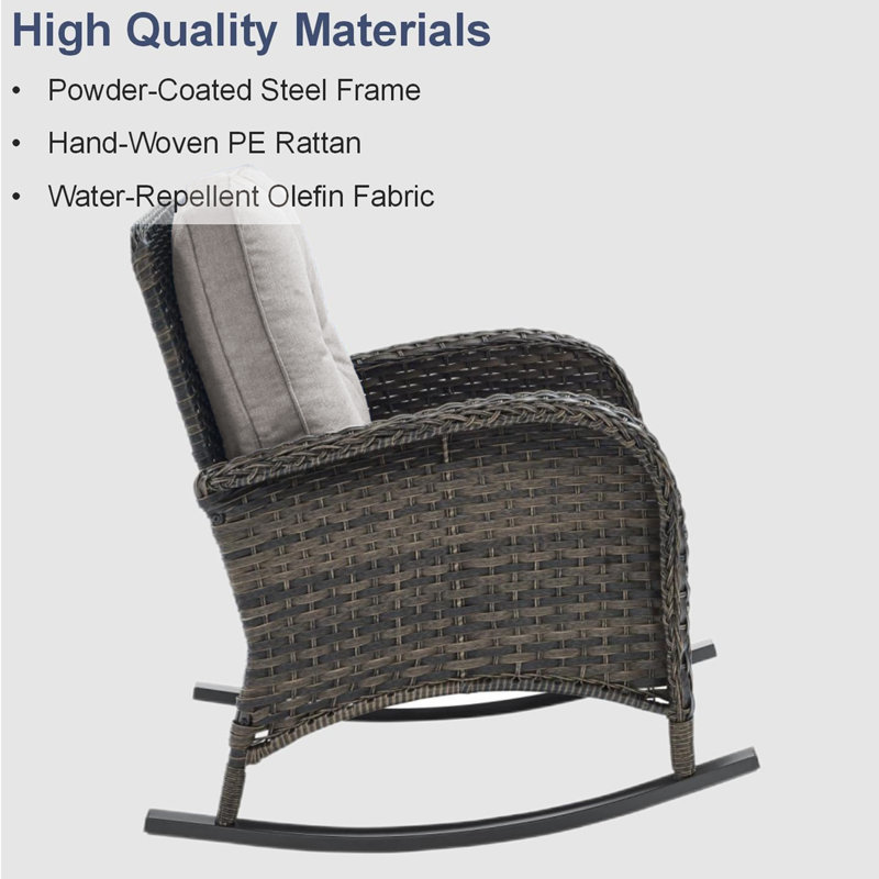 Artiana Wicker 2 - Person Patio Conversation Sets with Cushions, Gray, Brown