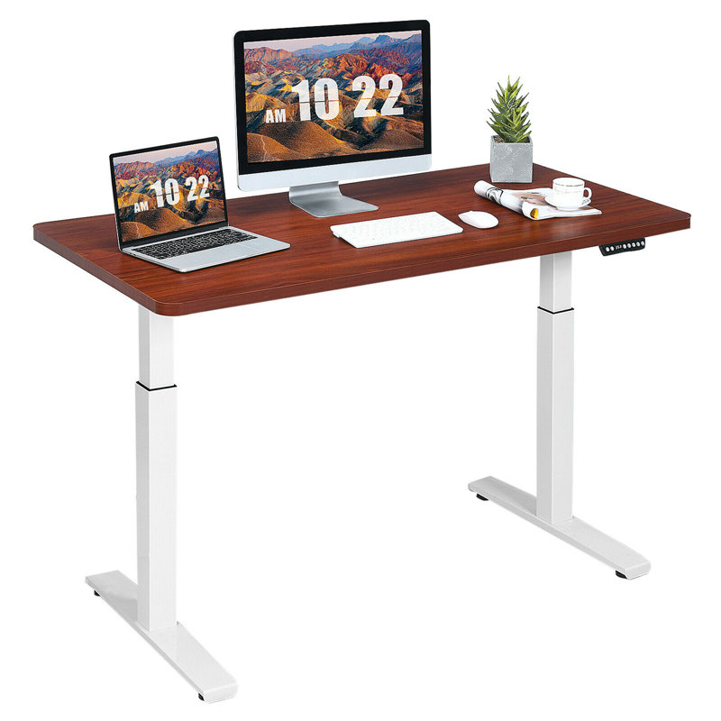 Bureau debout à hauteur ajustable Beowulf, Café / blanc