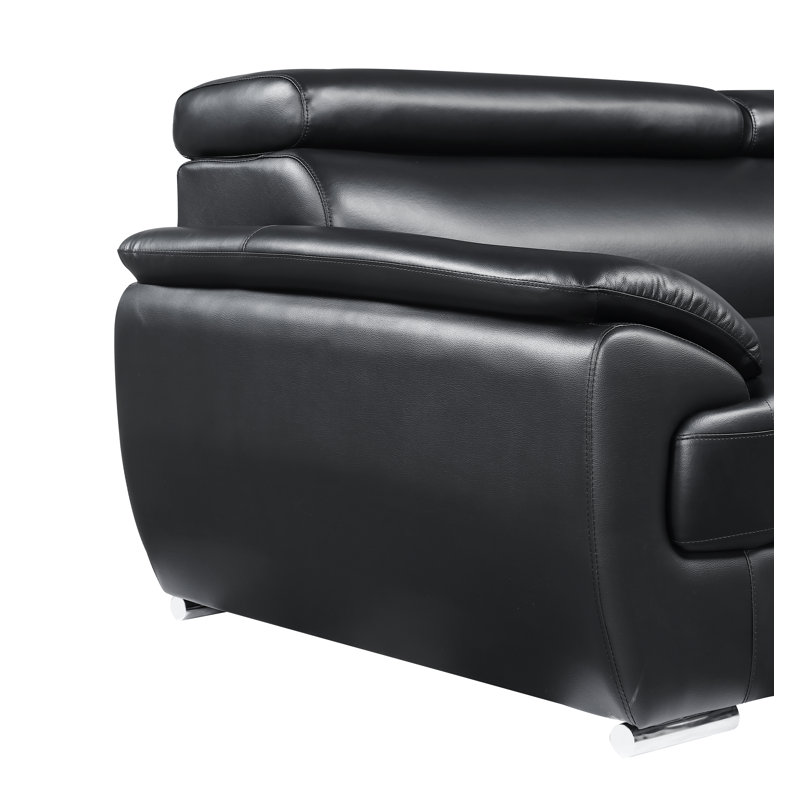 Daye Genuine Leather Club Chair, Black 