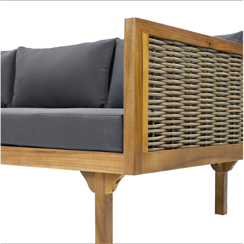 Claremont 3 Seater Daybed With Rattan Arms, Dark Gray