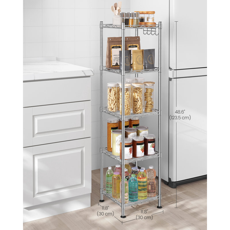 Amaud 30cm W Metal Height -Adjustable Shelving Unit, Silver