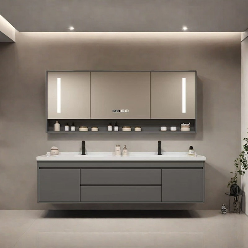 Meuble-lavabo avec plateau Nuss 59,06, Gris foncé