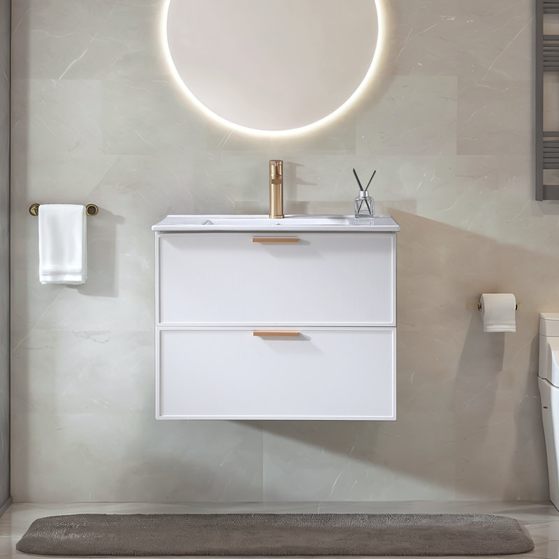 30'' White Morden Wall Mounted Bathroom Vanity Set