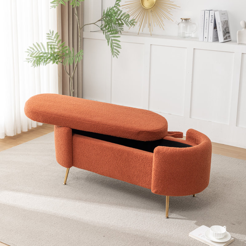 Banc de rangement rembourré Kaycey, Orange