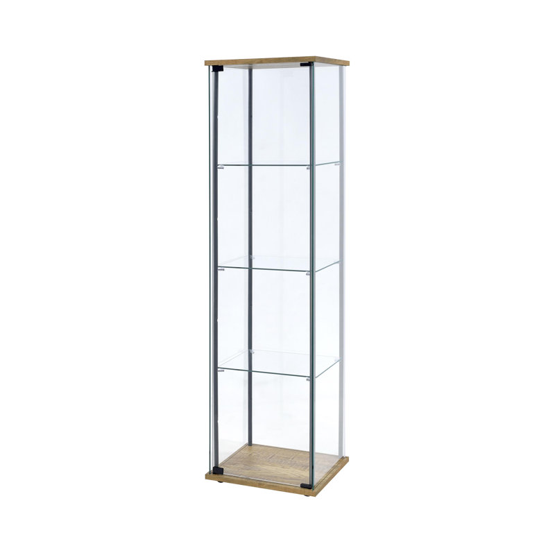 17.15" W Transitional Curio Cabinet, Brown