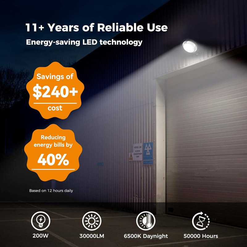 200W LED Barn Light With Photocell, 30000LM Dusk To Dawn Outdoor Security Light, IP66 Waterproof 6500K Daylight For Yard Street Farm Garden Garage, 6-Pack