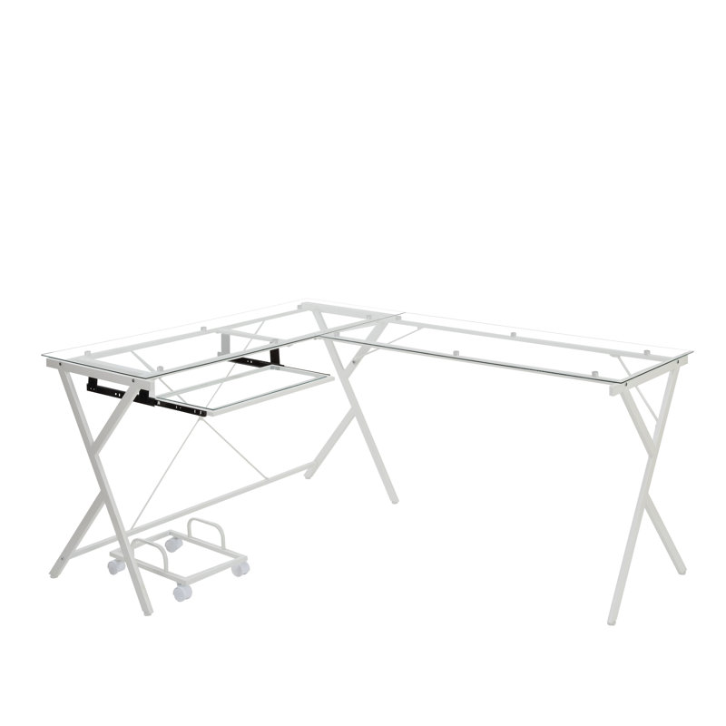 Bureau d'ordinateur en L Photiades, Transparent/blanc