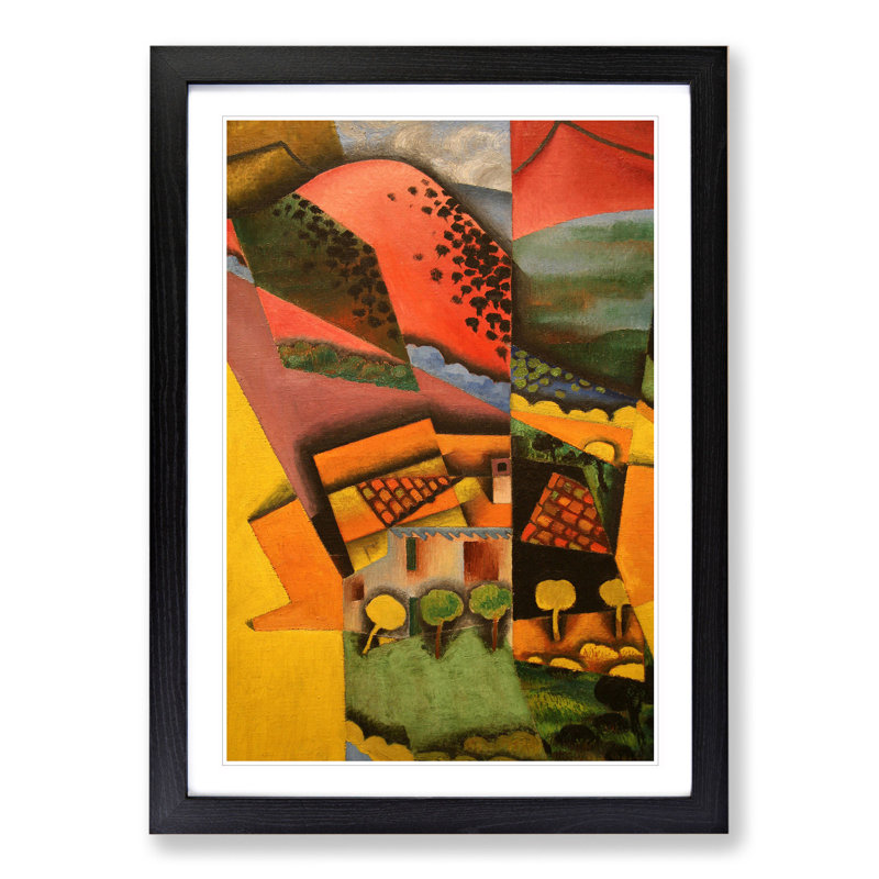 Landscape by Juan Gris - Picture Frame Painting, 36cm H x 27cm W x 2cm D, Black Framed