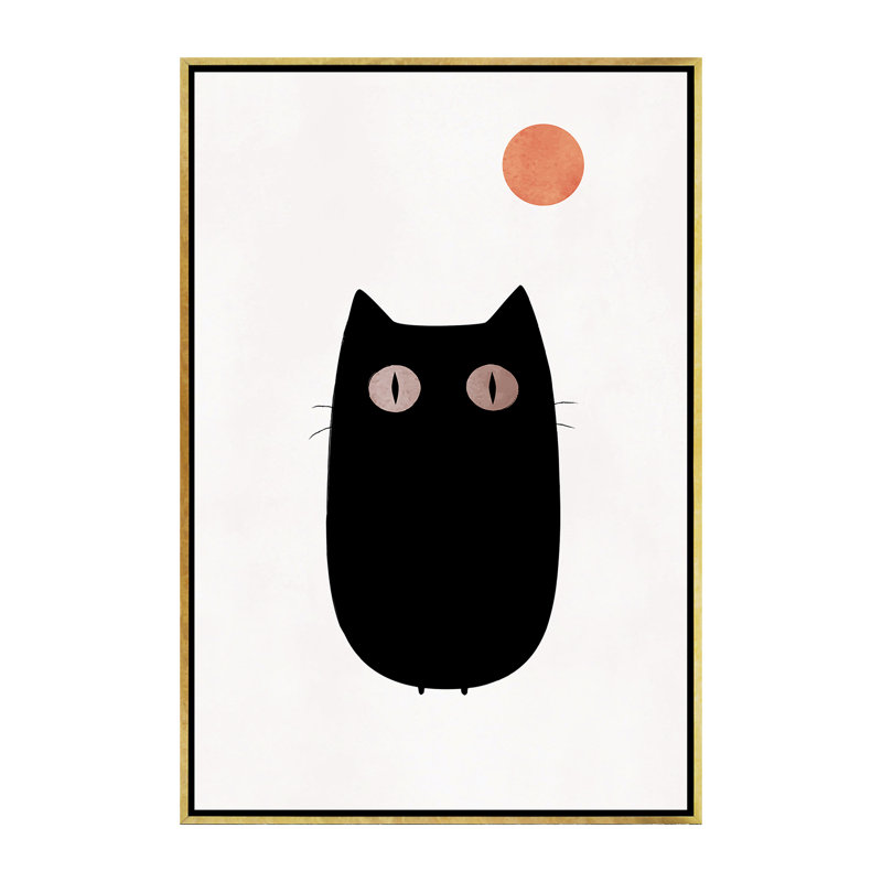 " The Cat " by Kubistika, Gold Framed Canvas, 60" H x 40" W x 1.5" D, No Mat