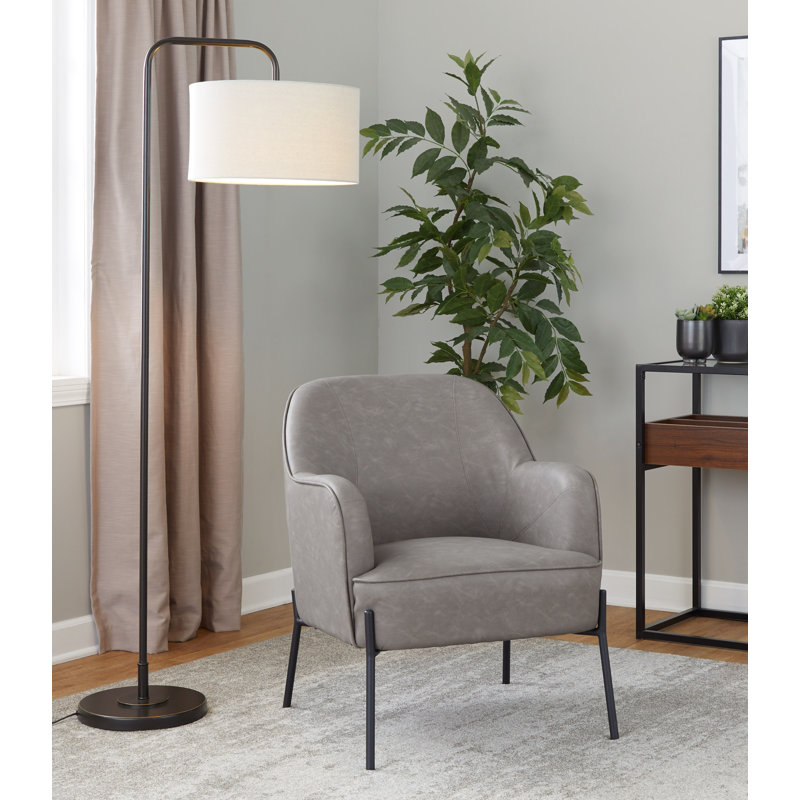 Fauteuil en similicuir Greely, Similicuir gris