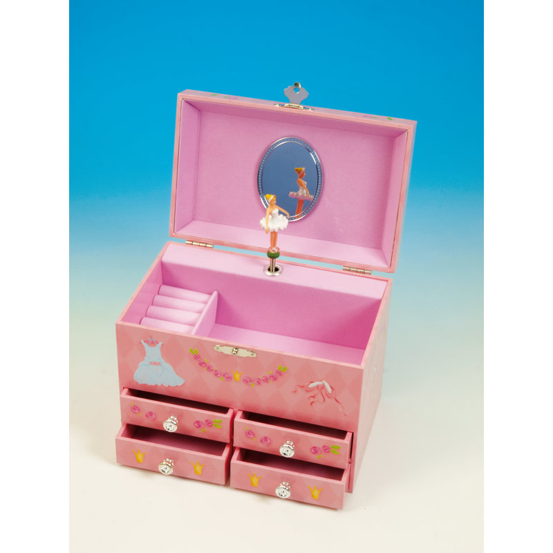 En ouvrant le couvercle, une ballerine se tourne vers la boîte à bijoux Melody