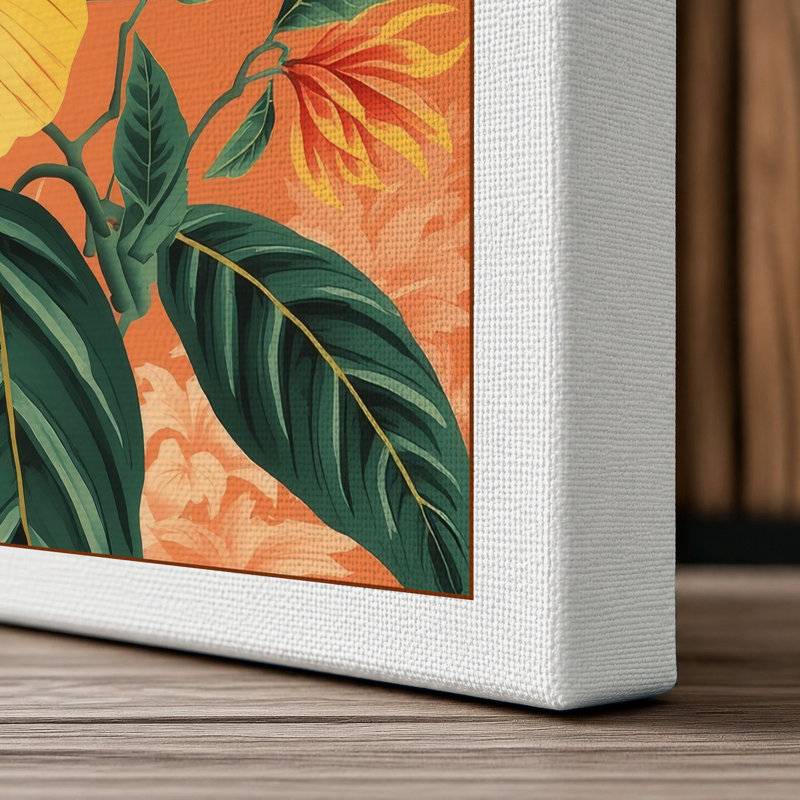 Hibiscus in Gold Botanical - Wrapped Canvas, 18x12 - 45.7 x 30.5 cm, White Border