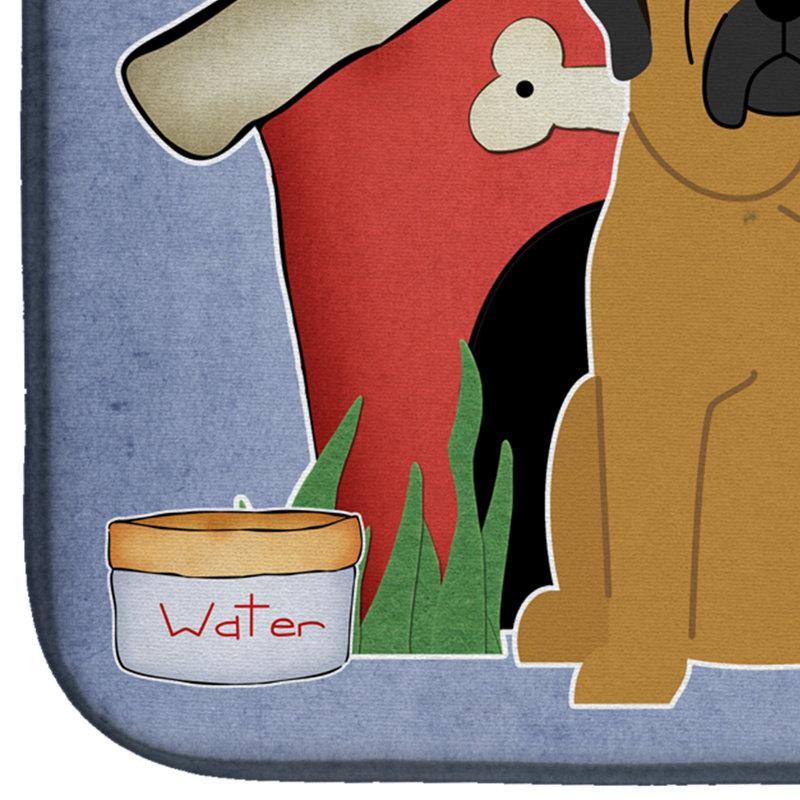 Tapis de séchage en vaisselle bringé dog house, Jaune