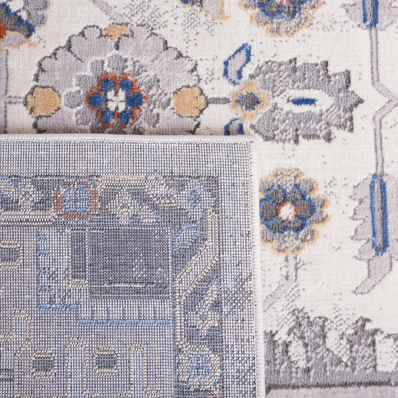 Tapis oriental gris en polypropylène / polyester tissé à la machine, Tapis de couloir 2 pi 2 po x 8 pi