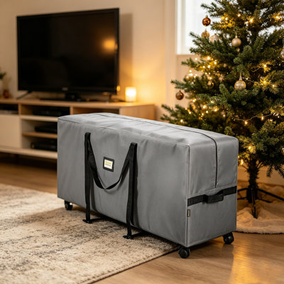 7.5 Ft Rolling Christmas Tree Storage Bag with 2 Swivel Wheels, Heavy Duty 600D Oxford Fabric Extra Large Artificial Xmas Tree Bag with Reinforced Han