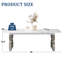 Table basse blanche de 50 pouces, faux marbre rectangulaire moderne avec base chromée creuse pour le bureau du salon