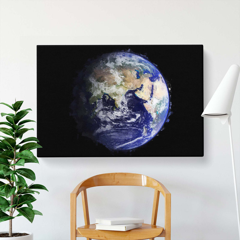 Planet Earth In Space - Wrapped Canvas, 40cm H x 60cm W x 3cm D