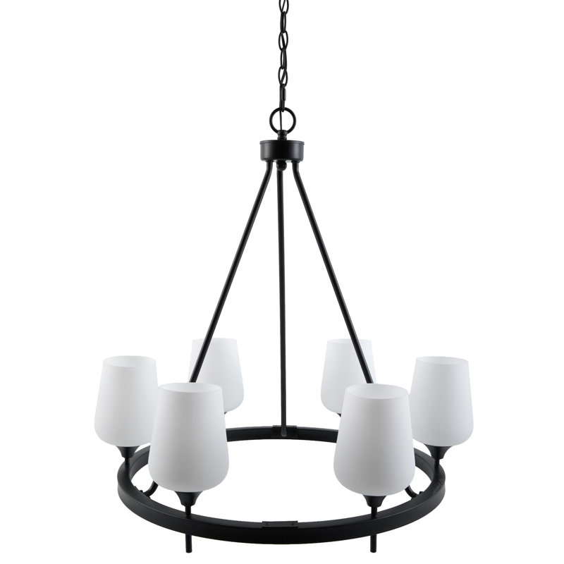 Jaliyah Chandelier, White, Matte Black