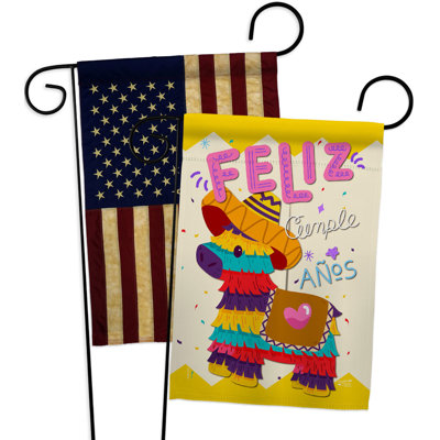 Double Sided 18.5'' H x 13'' W Polyester Birthday Garden Flag