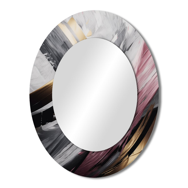 Miroir mural moderne rose et doré, 43 po x 33 po