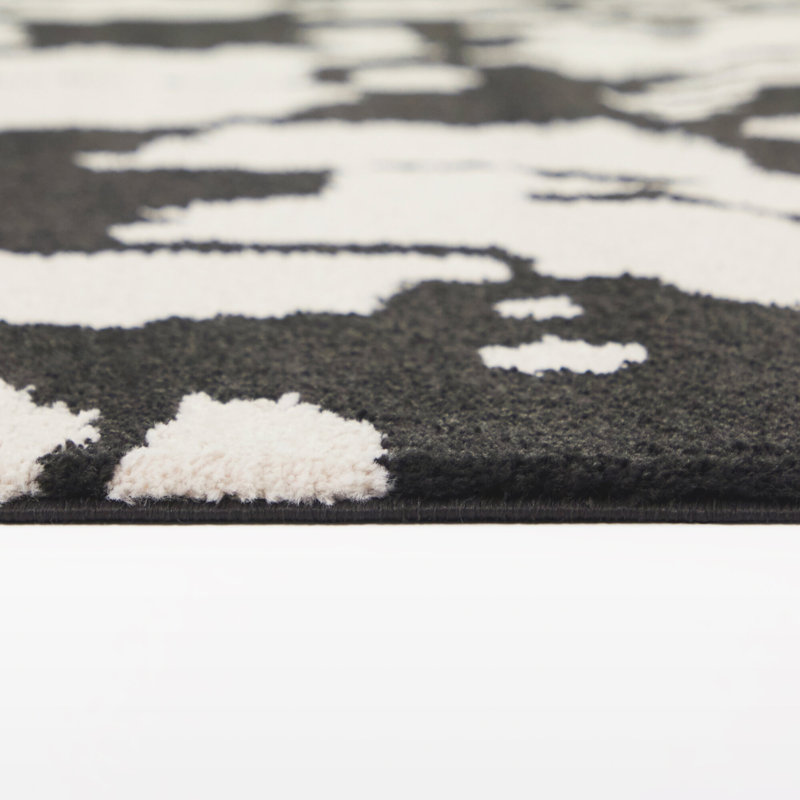 Hageman Charcoal/Cream Abstract Modern Area Rug, Rectangle 7'10" x 10'