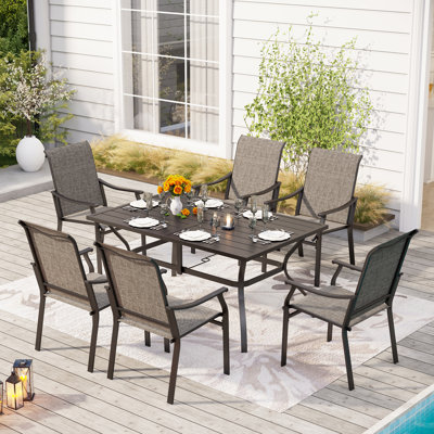 Sutiya 6-seat Patio Dining Set With Textile Chairs