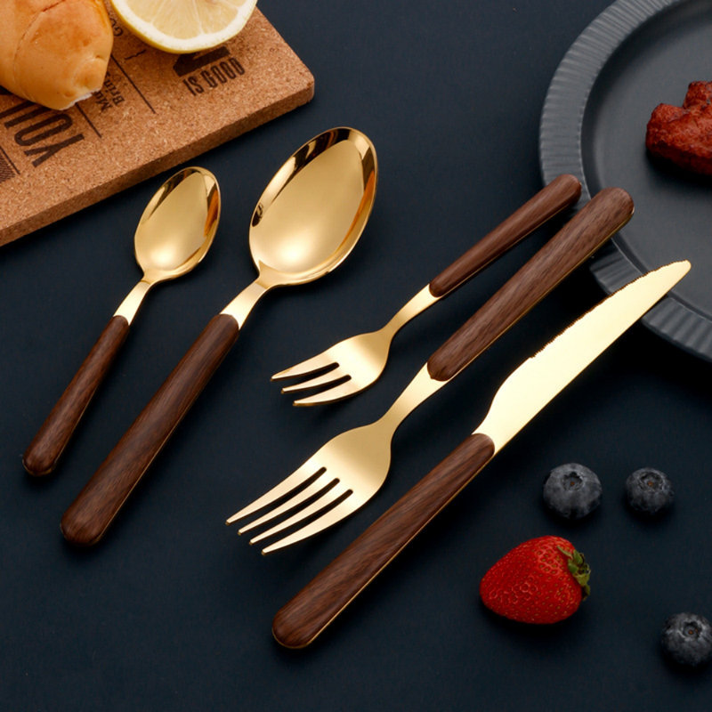 Red Barrel Studio® Stainless Steel Flatware Set - Service for 4, Gold