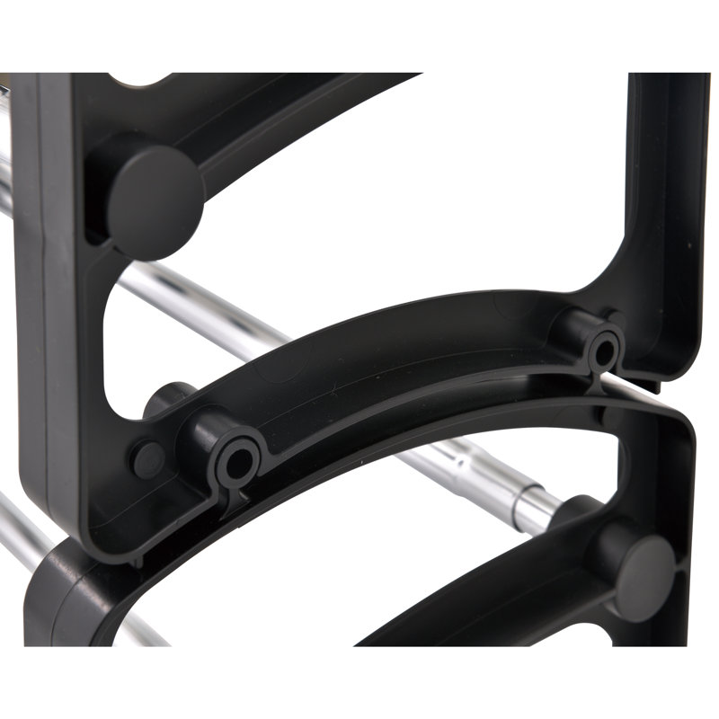 Black and Silver 4-Tier Expandable Stackable Shoe Rack