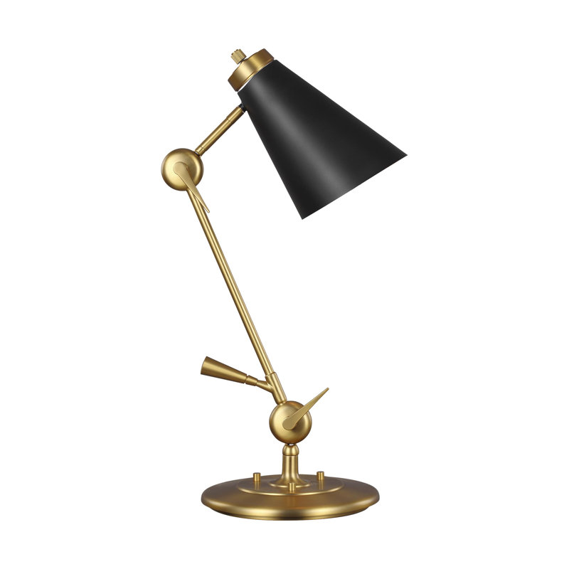 Adjustable Burnished Brass and Black Desk Lamp