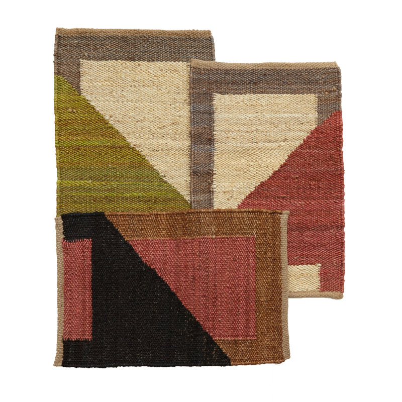Geometric Flatweave Rectangle 8' x 10' Hemp Area Rug in Red/Beige