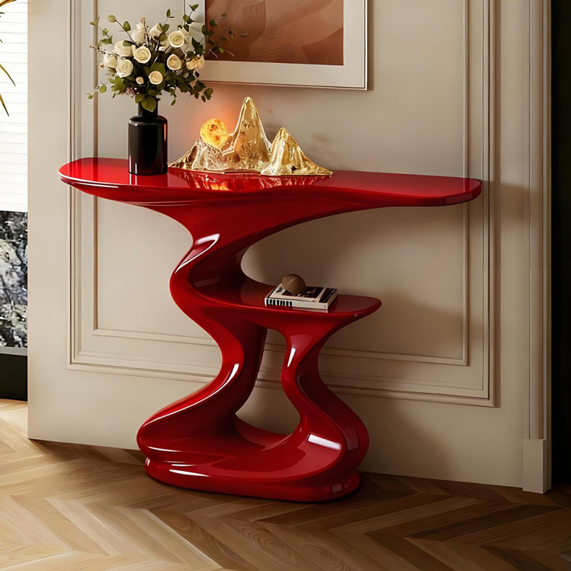 Simple light luxury console table, Red, 33.5" H x 59" W x 11.8" D