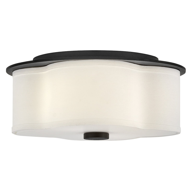 Delaney 2-Light Flush Mount Ceiling Light with Linen Shade, Black