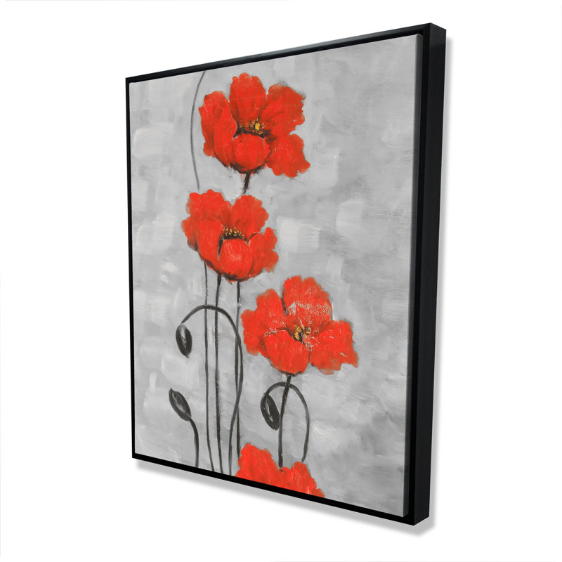 Grandes fleurs rouges - Toile encadrée pour la décoration de bureau personnel