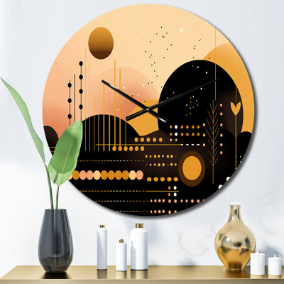 Pleine lune City Minimalismin Retro III - Horloge murale moderne géométrique