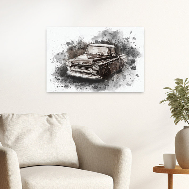«Old Chevy», art contemporain abstrait, H 16 po x l 24 po