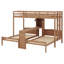 Lit superposé en bois 3 en 1 avec bureau intégré, tablettes de rangement et lampe de lecture-1166785843