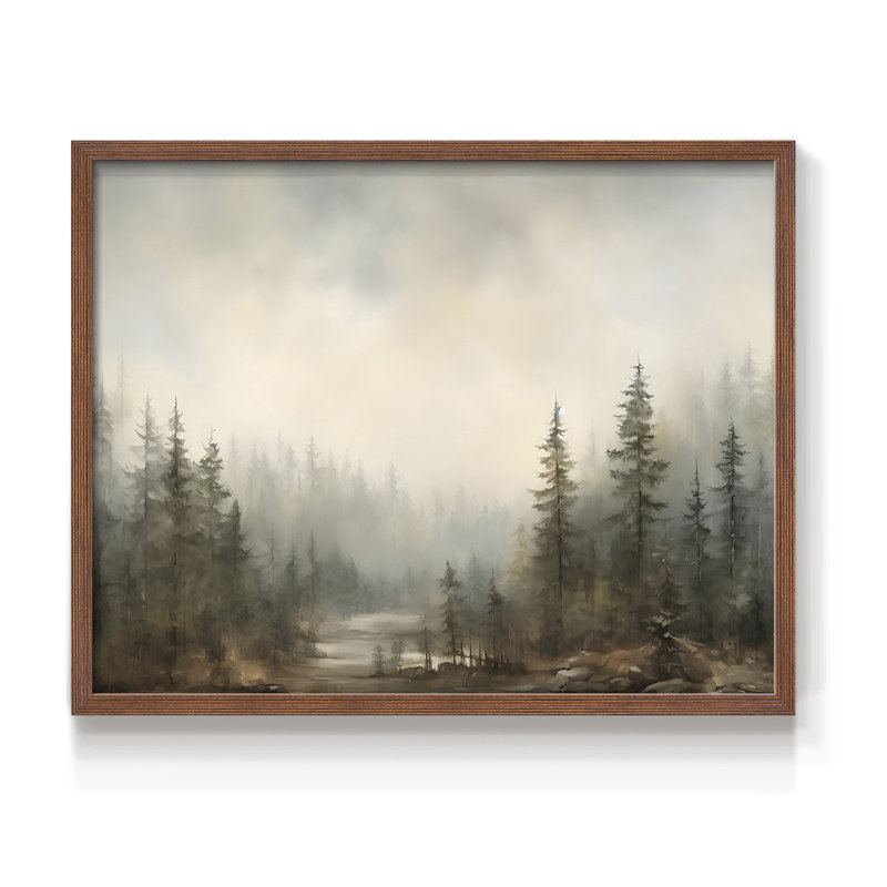 Paysages rétro-DCC-XXXV-II, reproduction encadrée, réversible, Noyer, H 22 po x l 28 po