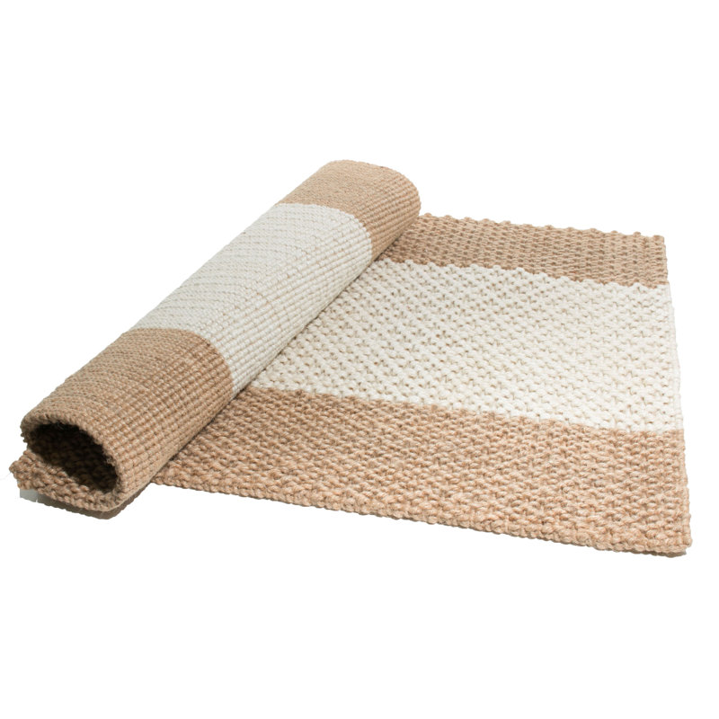 Tapis rayé en jute brun 2 pi x 3 pi Dewart, Rectangle 2 pi x 3 pi